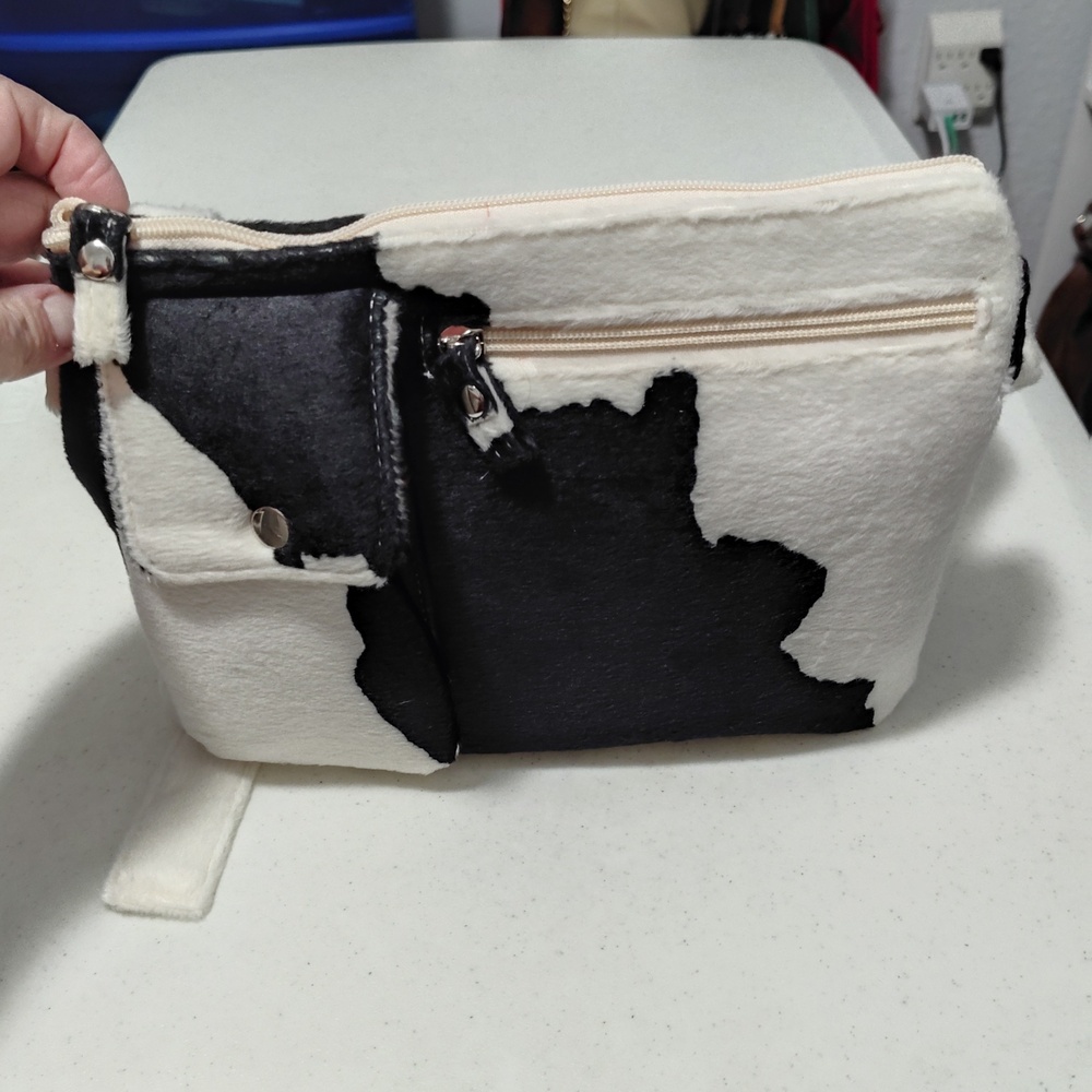 White and Black Patterned Crossbody Bag, Shoulder Bag Or Bum Bag / Fanny